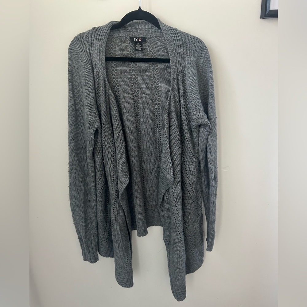 Women's Gray Open Front Sweater